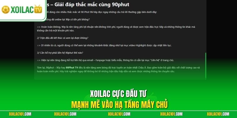 Xoilac TV - Kênh Xem Trực Tiếp Bóng Đá Trực Tuyến Full HD 2 Xoilac cực đầu tư mạnh mẽ vào hạ tầng máy chủ